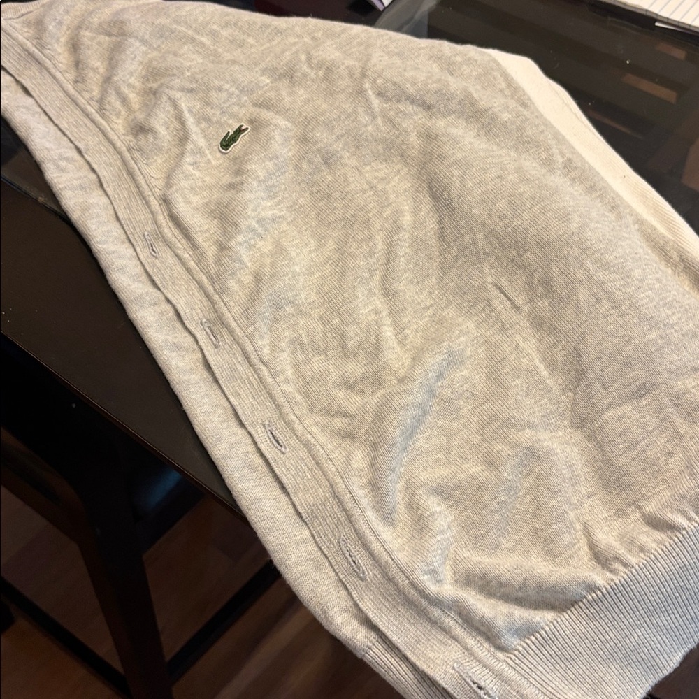 Lacoste Gray Cardigan Sweater